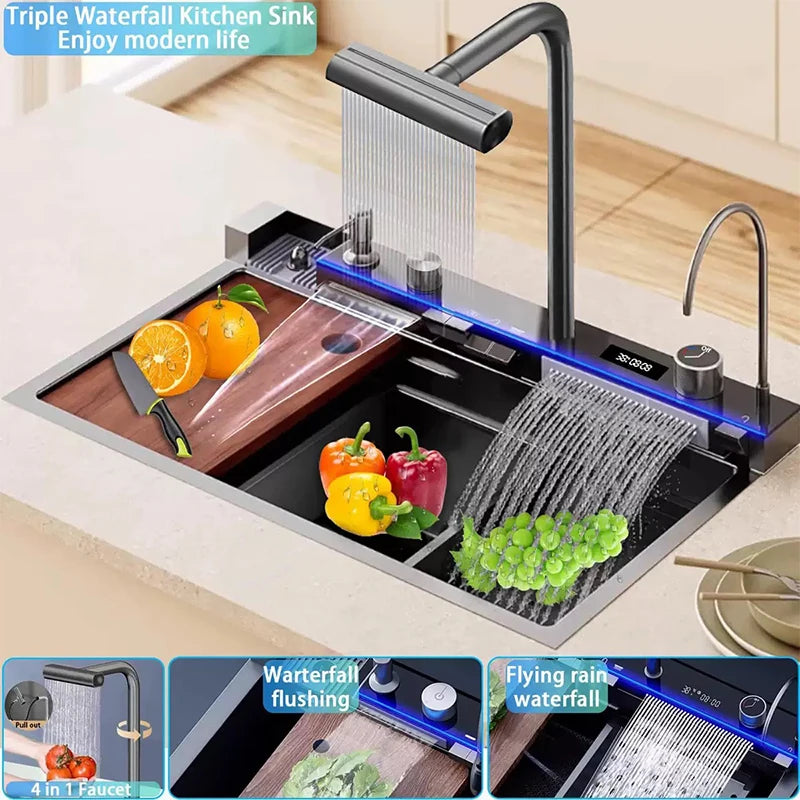 Nano Black Sink Large Slot Integrated Digital Display