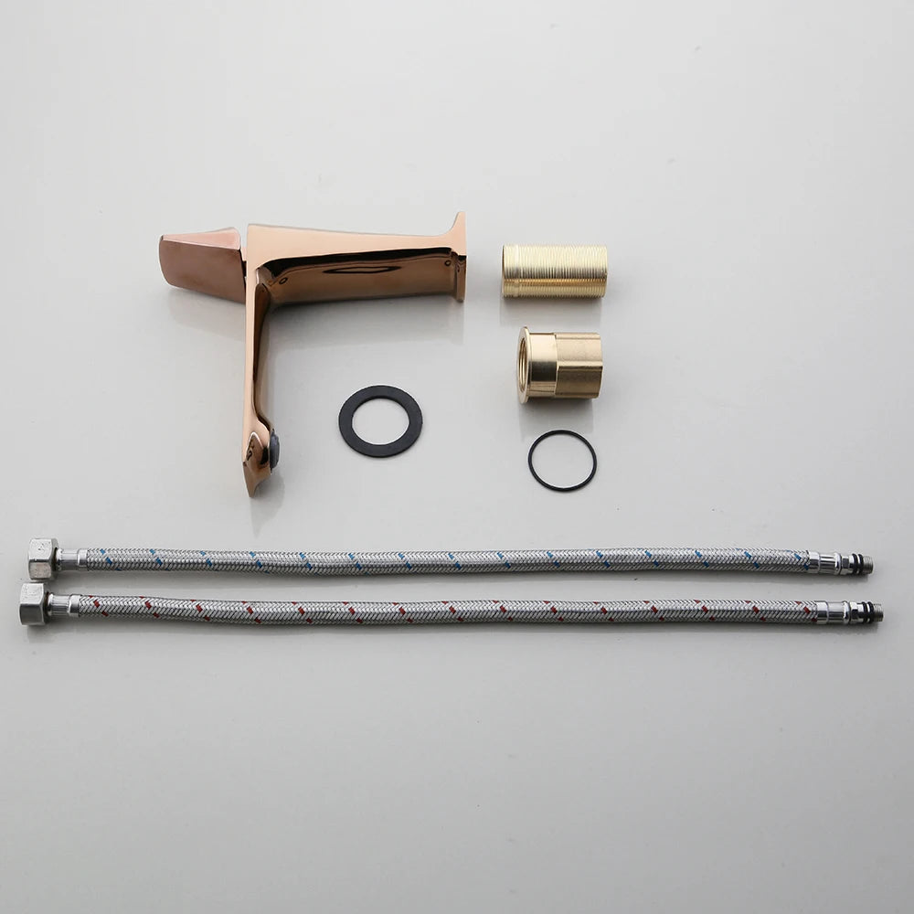 Kemaidi Rose Gold Bathroom Basin Sink Faucet Square