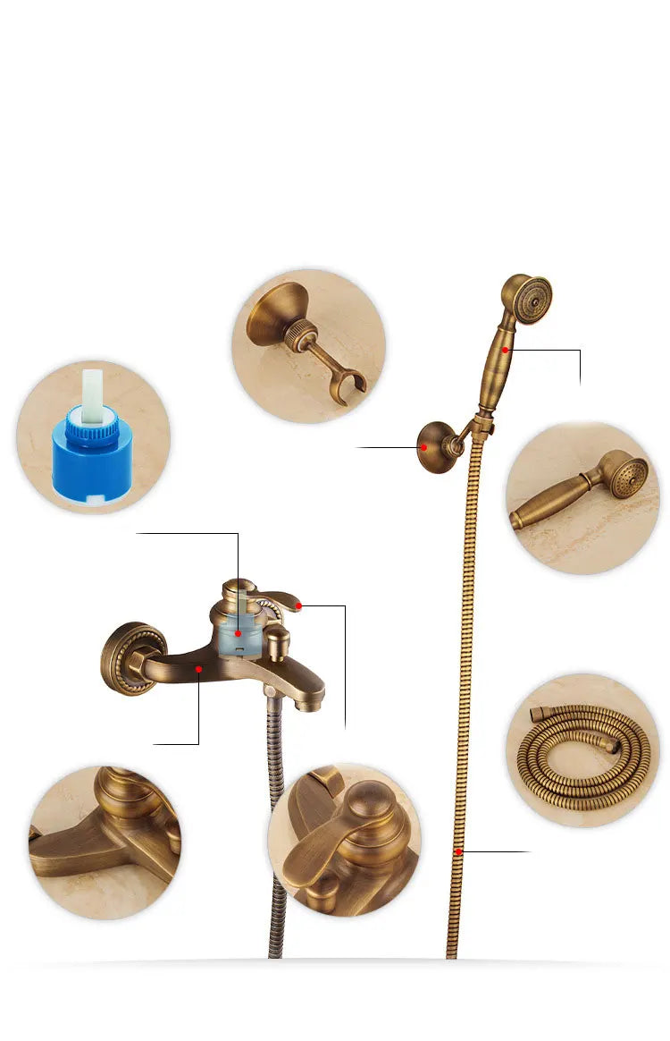 French Brass Simple Shower Spray Handheld Shower Head