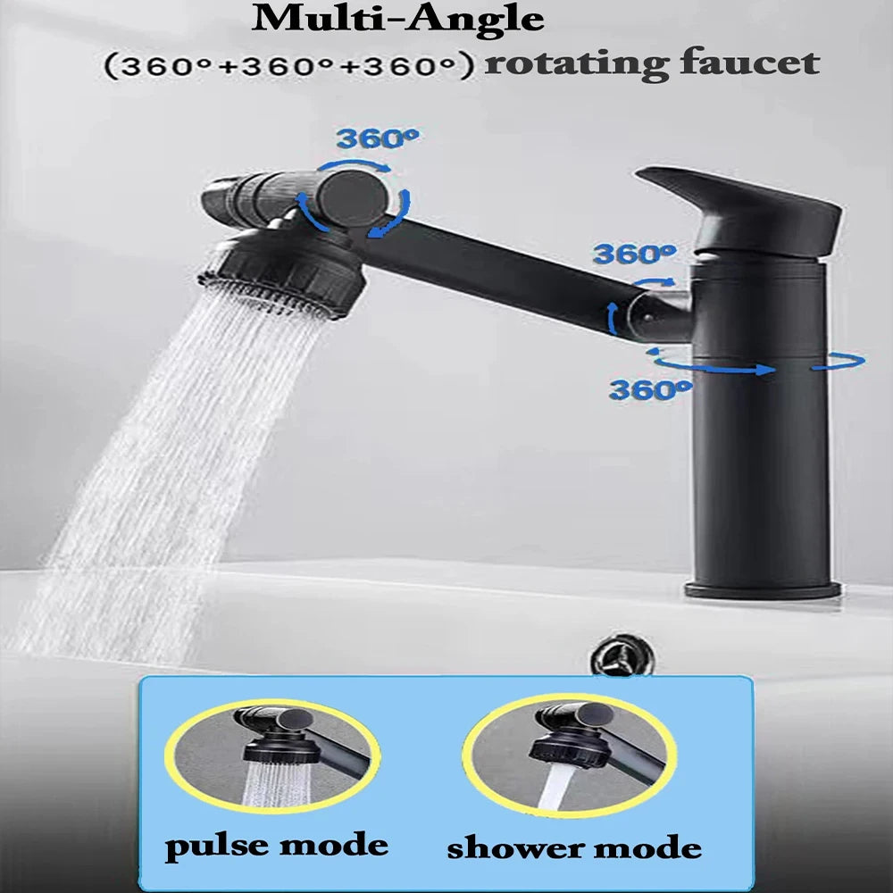 Basin Faucet Modern Bathroom Mixer Tap Black/Chrome Wash