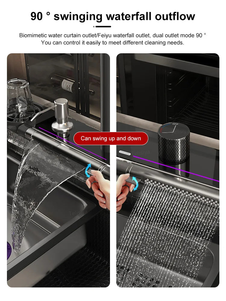 Various Waterfall Sink Stainless Steel Large Slot Digital