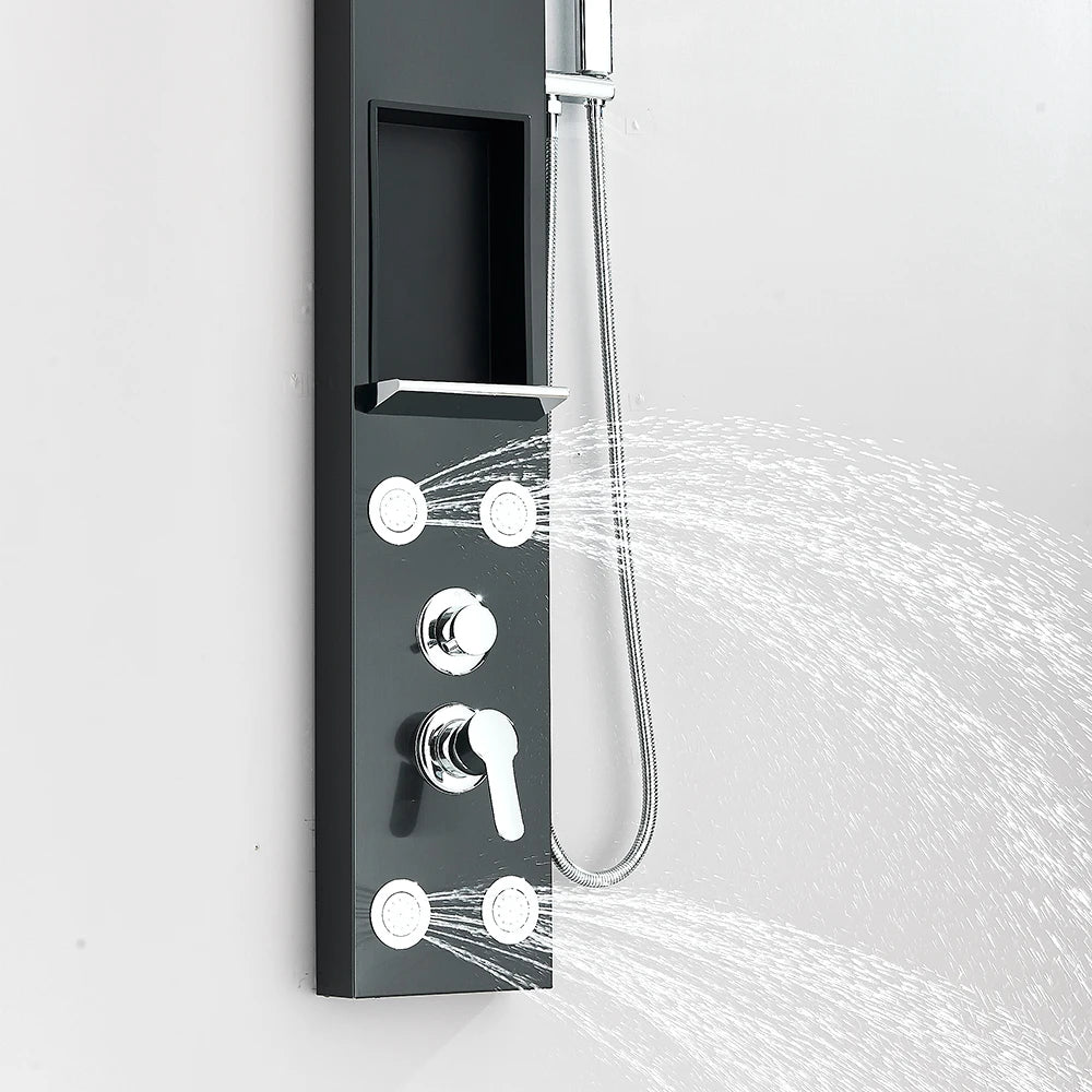 Black Shower Panel Column Big Screen Rain&Waterfall Shower