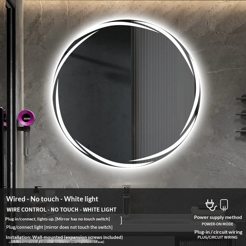 Bathroom Mirror 70 Cm Round Anti-Fog Led Bathroom