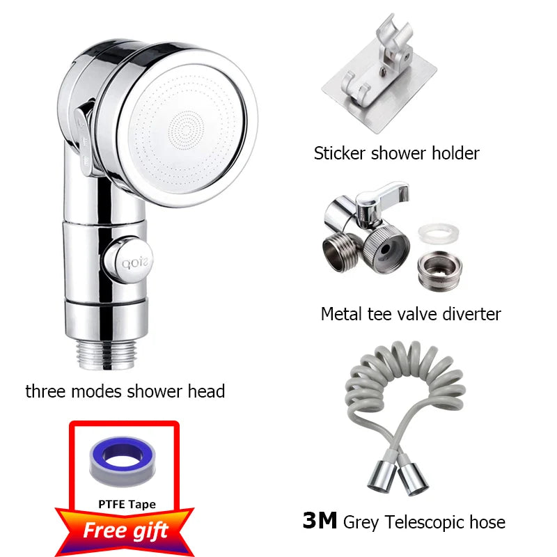 Black Silver Faucet Extender Shower Head Sink Basin
