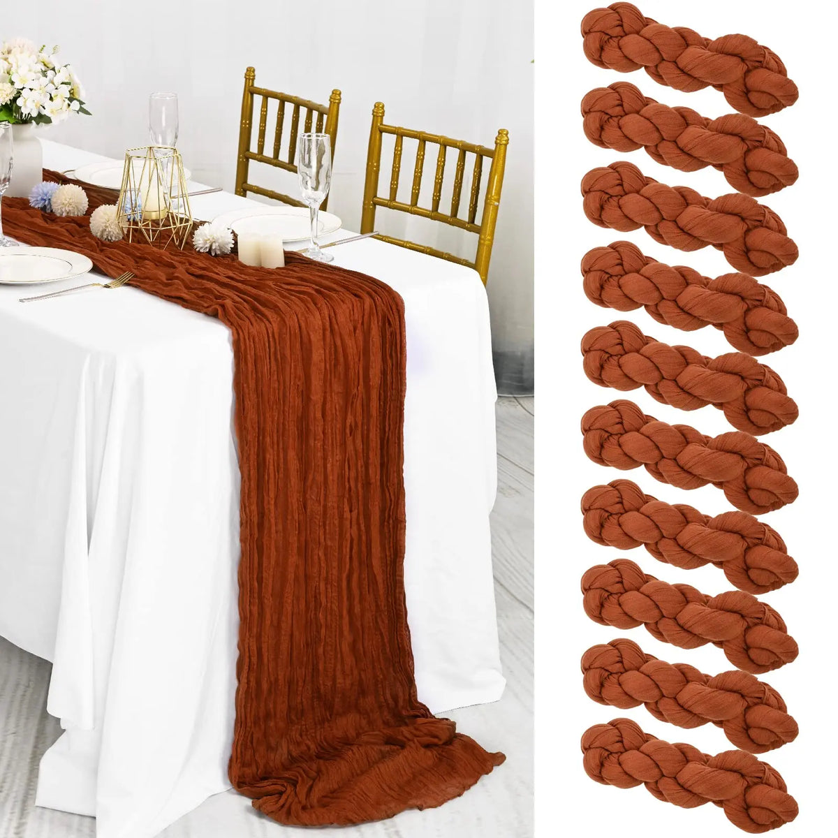 6-72pcs Sage Green Cheesecloth Table Runners Boho Gauze