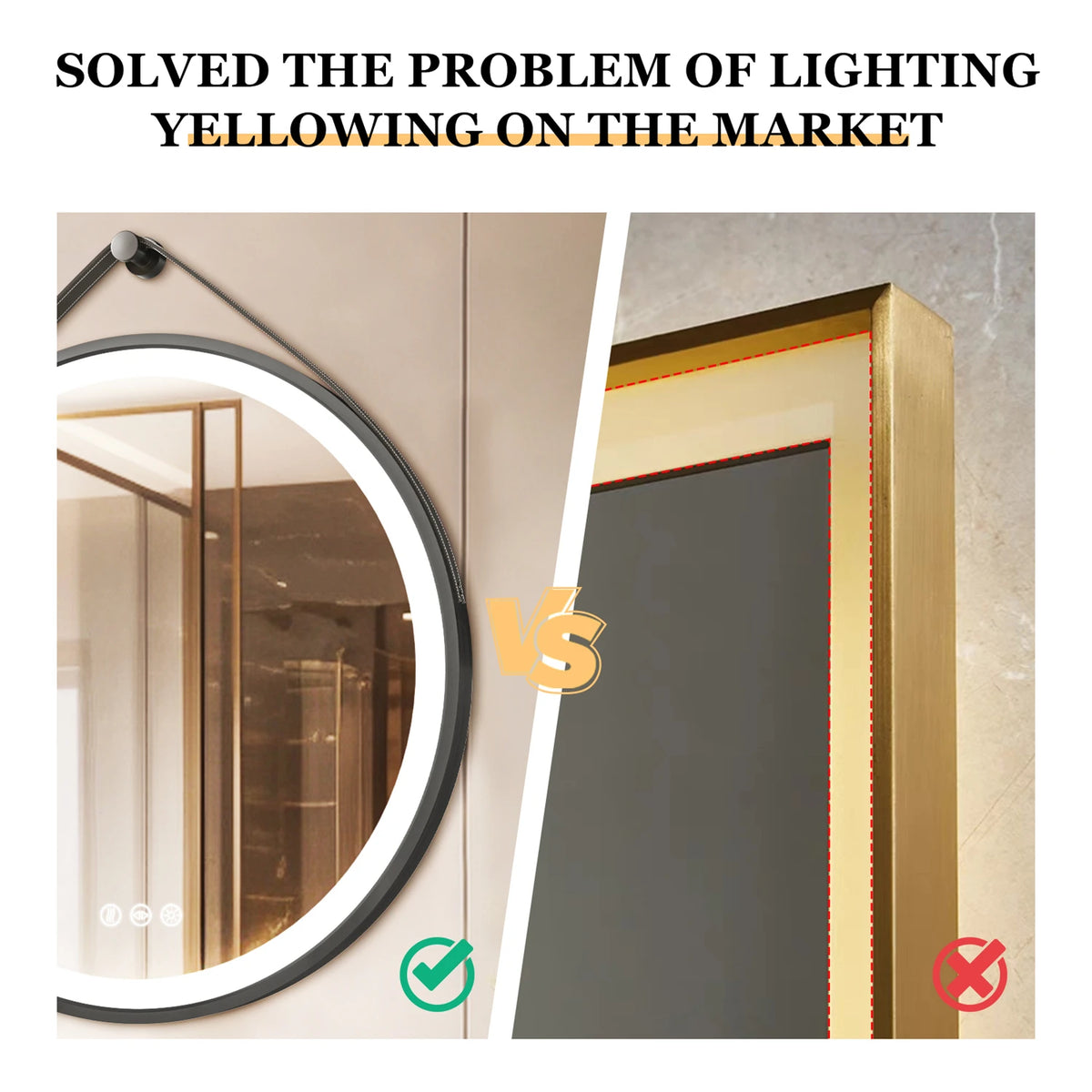 60/70/80cm Round Led Bathroom Mirror Wall Hanging Frontlit