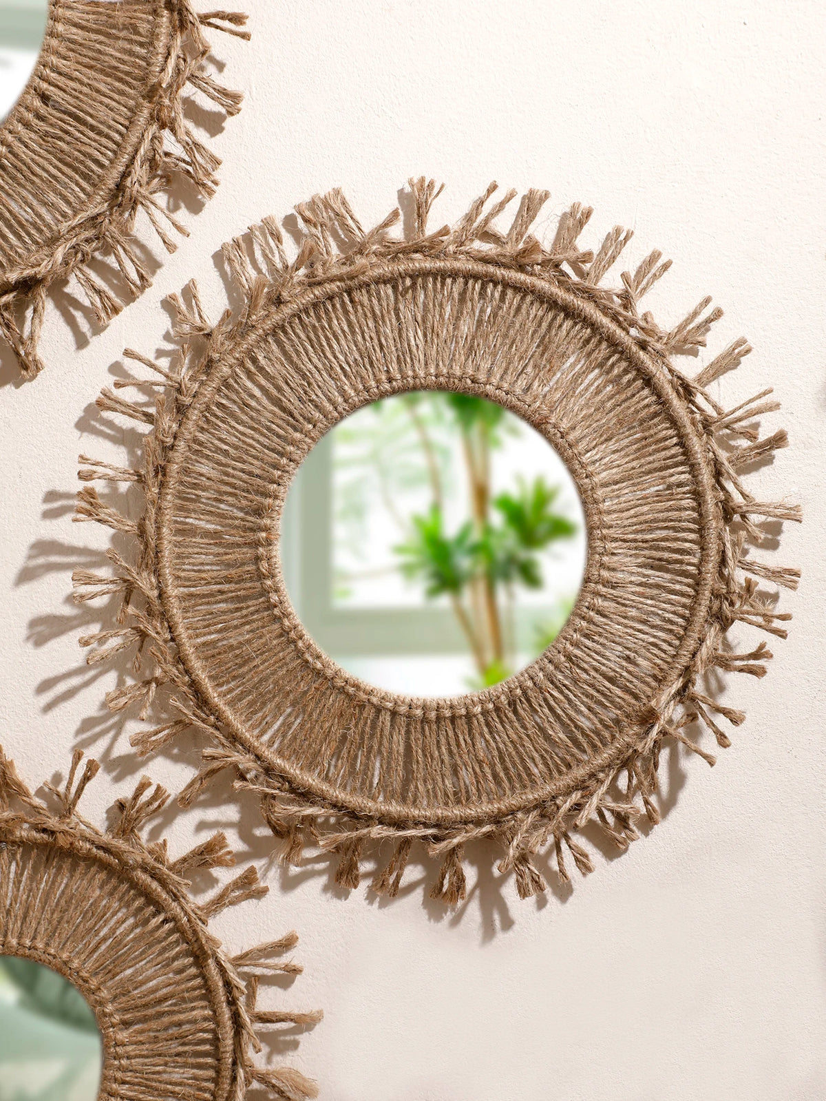 Boho Decorative Mirrors Macrame Round Mirror Aesthetic Room