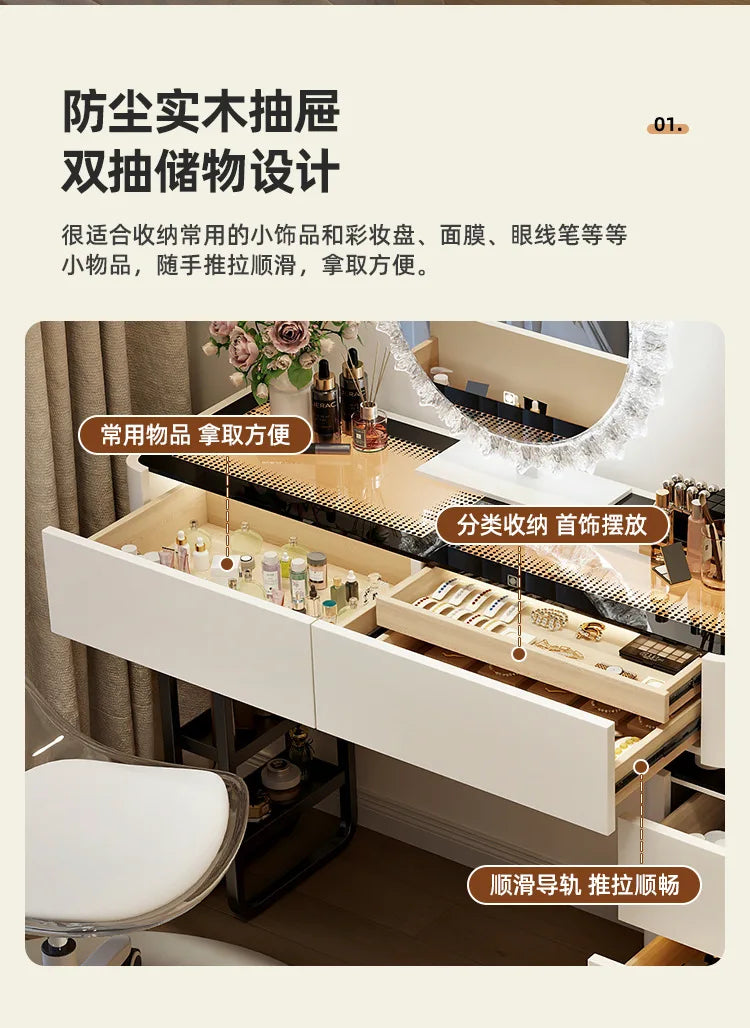 Modern Dressing Table Vanity Desk Wireless Charge Station
