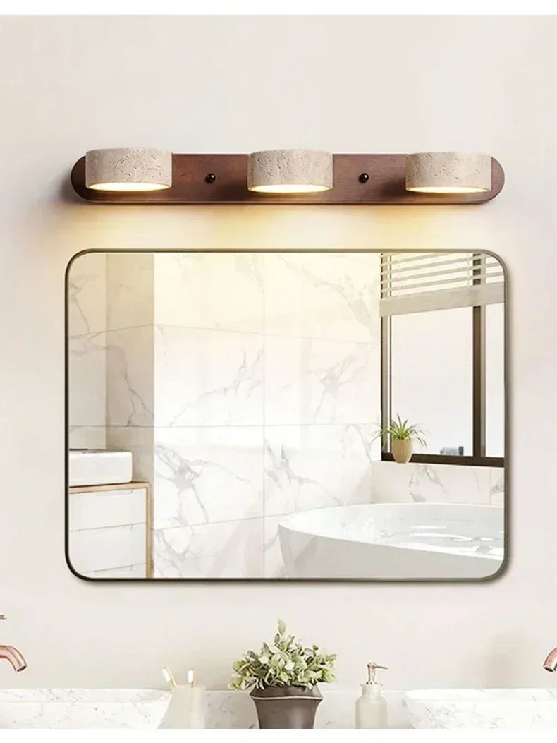 Rotatable Led Vanity Mirror Light Wabi Sabi Travertine