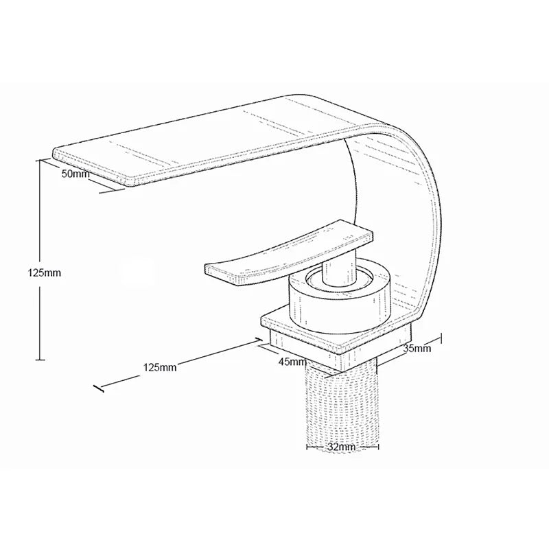 Becola Retail Deck Mount Waterfall Bathroom Basin Faucet