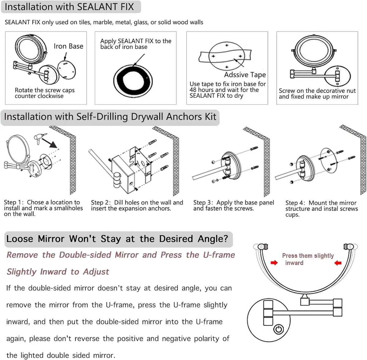 10x Magnifying Led Makeup Mirror Touch On Dual