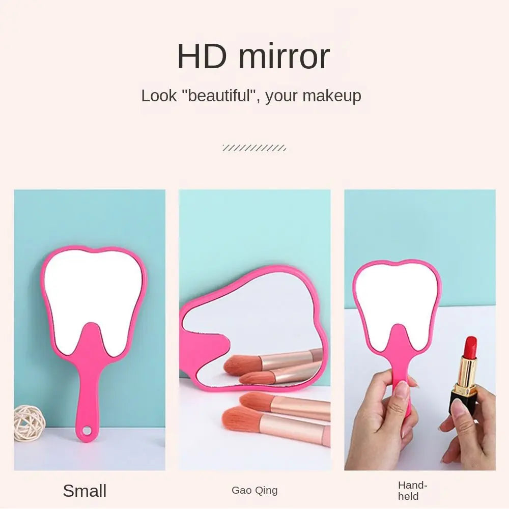 Pvc Hand Mirror Handle Cute Tooth Shape Mirrors
