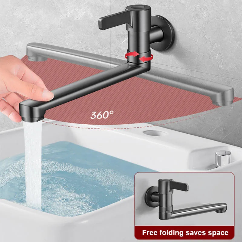 Wall-Mounted Faucet Mop Pool Tap Hole Faucet Brass