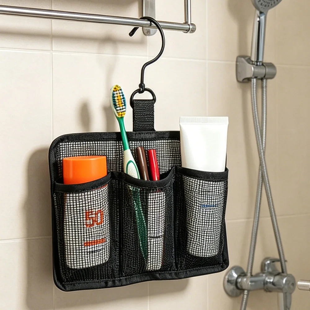 Hanging Shower Caddy Rotatable Hooks Lightweight Mesh Compartment