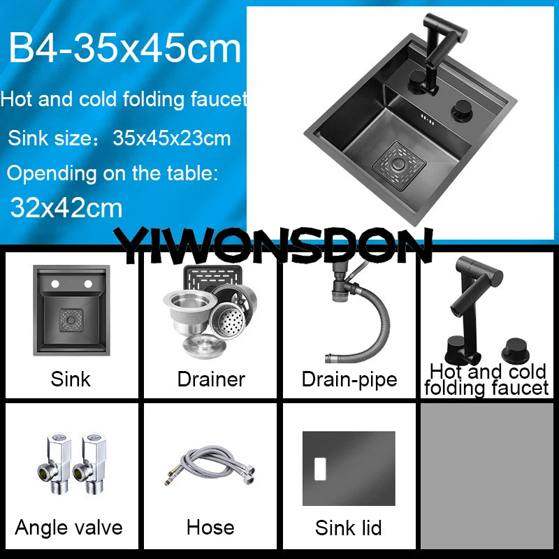 Nano Hidden Bar Sink Black Folding Faucet Mini