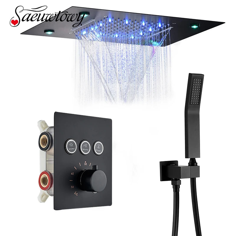 Luxury Bathroom Shower Faucet Led Rainfall/Waterfall Shower Head