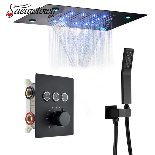 Luxury Bathroom Shower Faucet Led Rainfall/Waterfall Shower Head