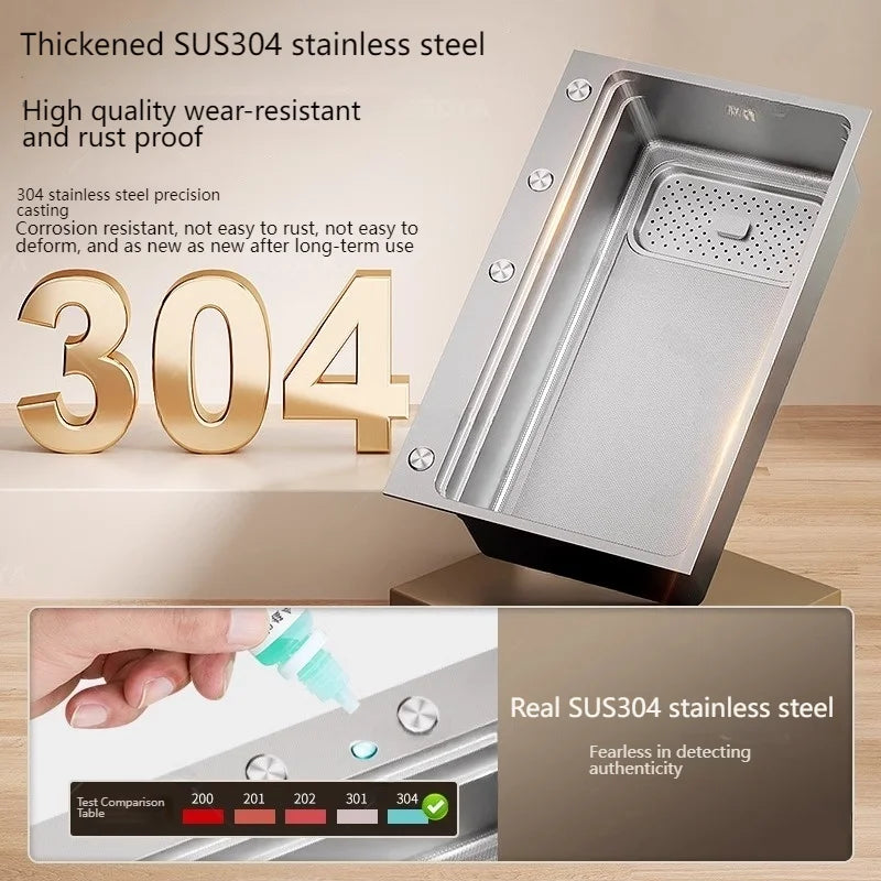 Drop In Sink 304 Stainless Steel Embossed Large