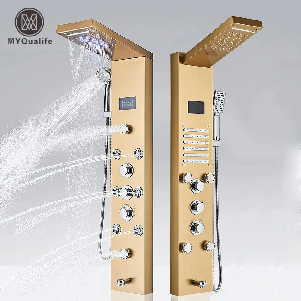 Golden Shower Panel Led Light Bathroom Bath Shower