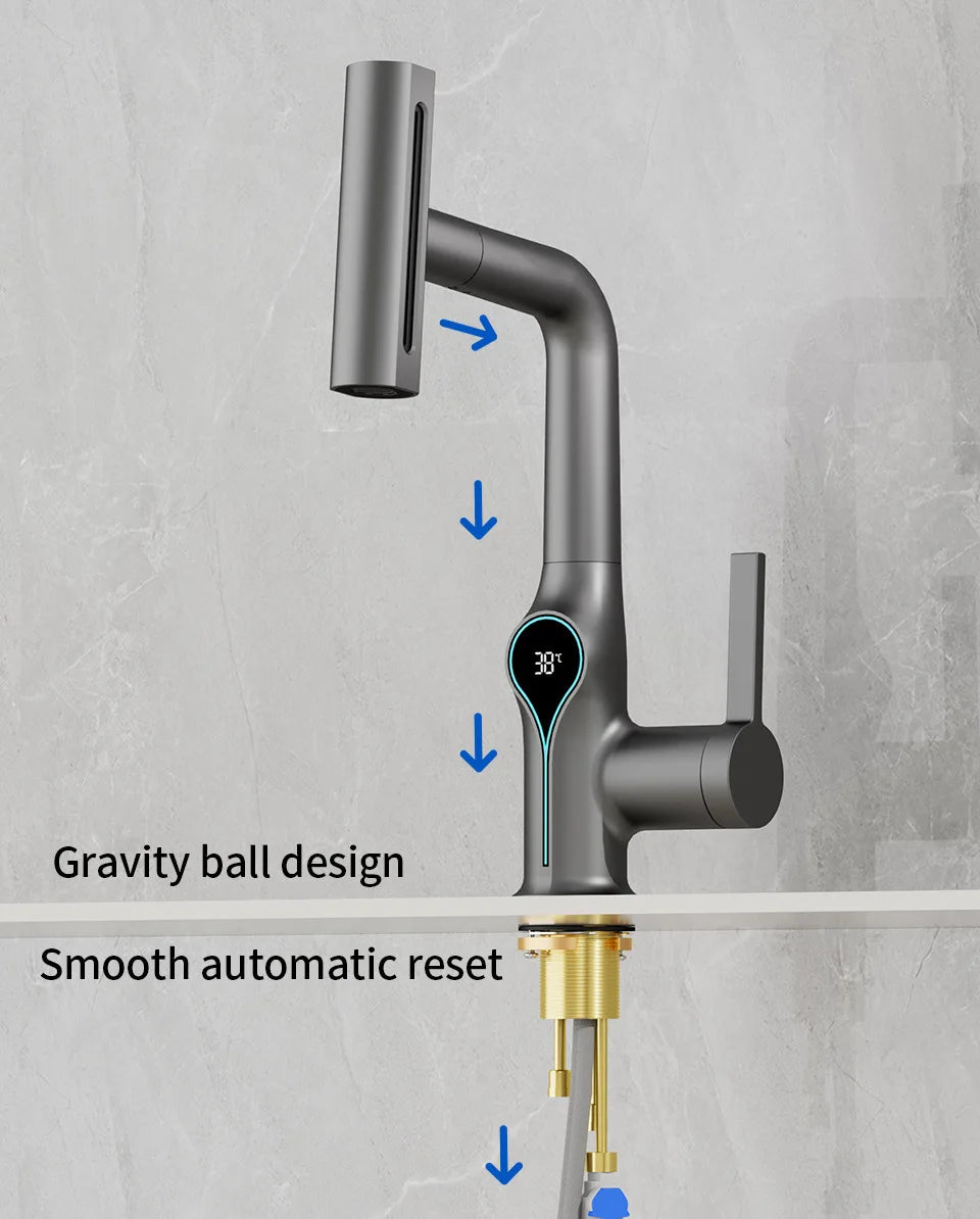 Multi Functional Waterfall Basin Faucet Mode Mixer Tap