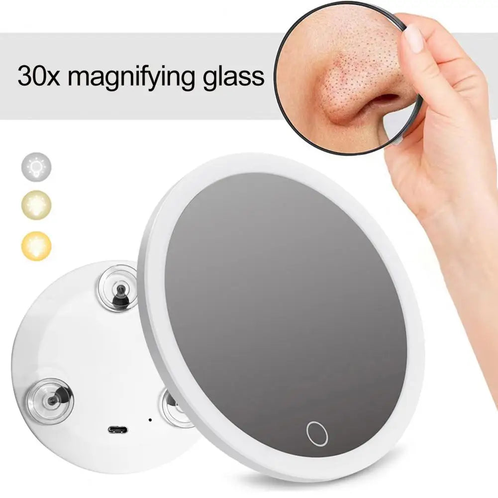 10cm 30x Magnifying Mirror Tweezers Travel Led Makeup