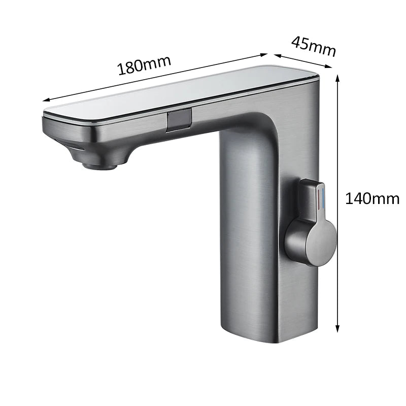 Gun Grey Smart Sensor Basin Faucet Digital Display