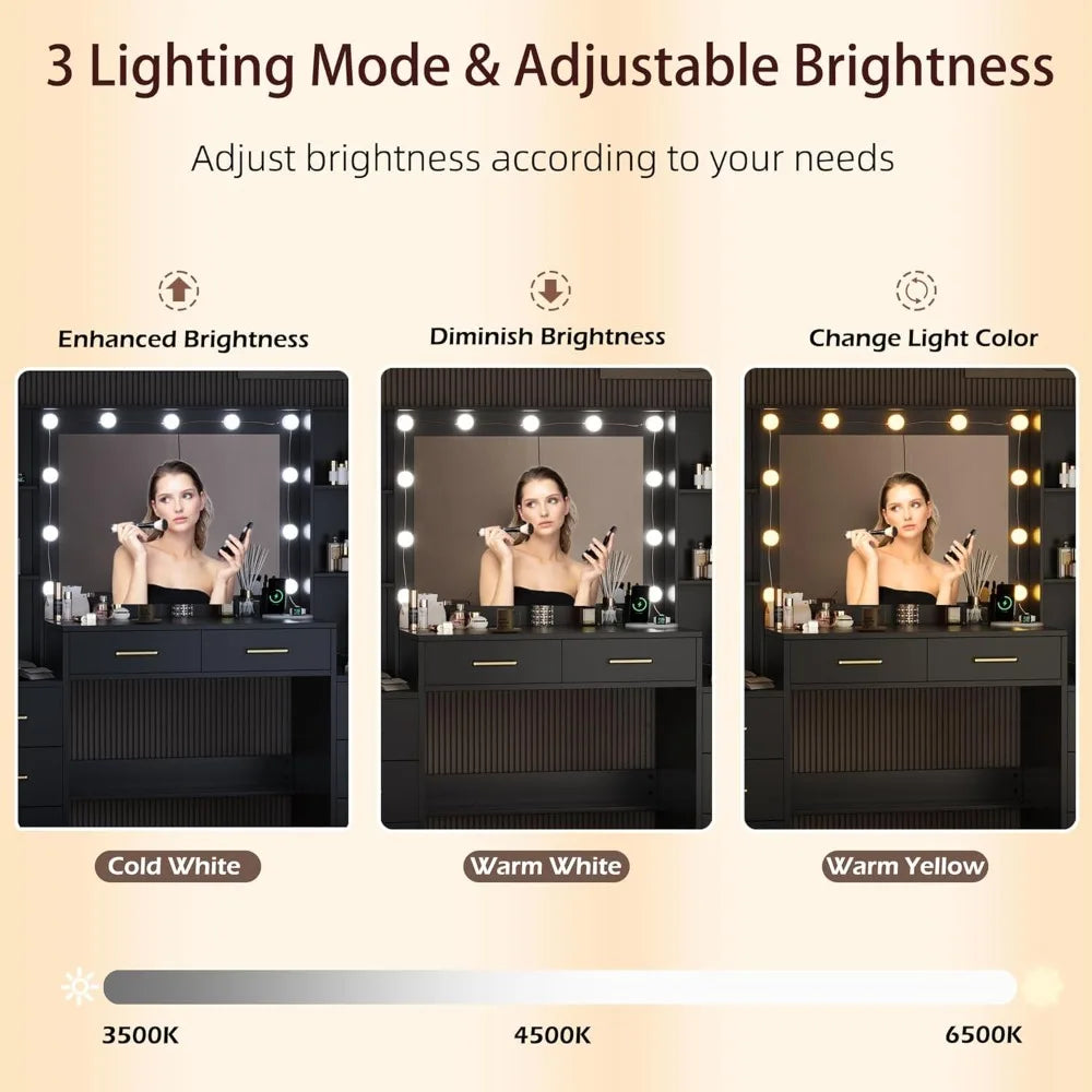 Vanity Desk Mirror Lights Charging Station 58 3in