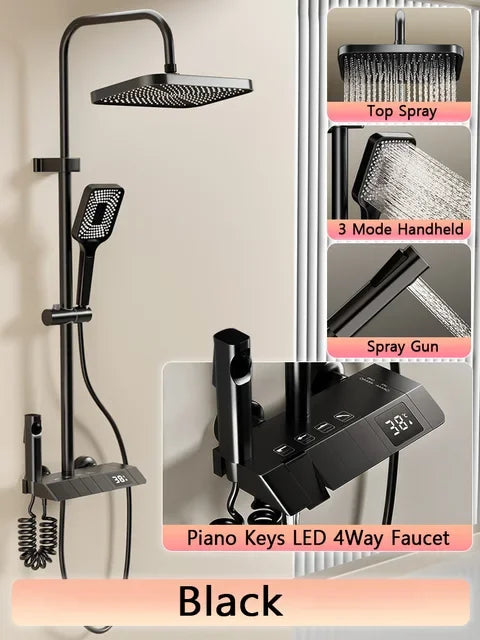 Upgrade Bathroom Shower Led Display Piano Keys Bath