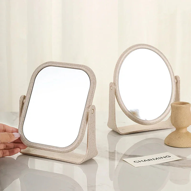Bathroom Foldable Desktop Makeup Mirror 360 Degree Rotating