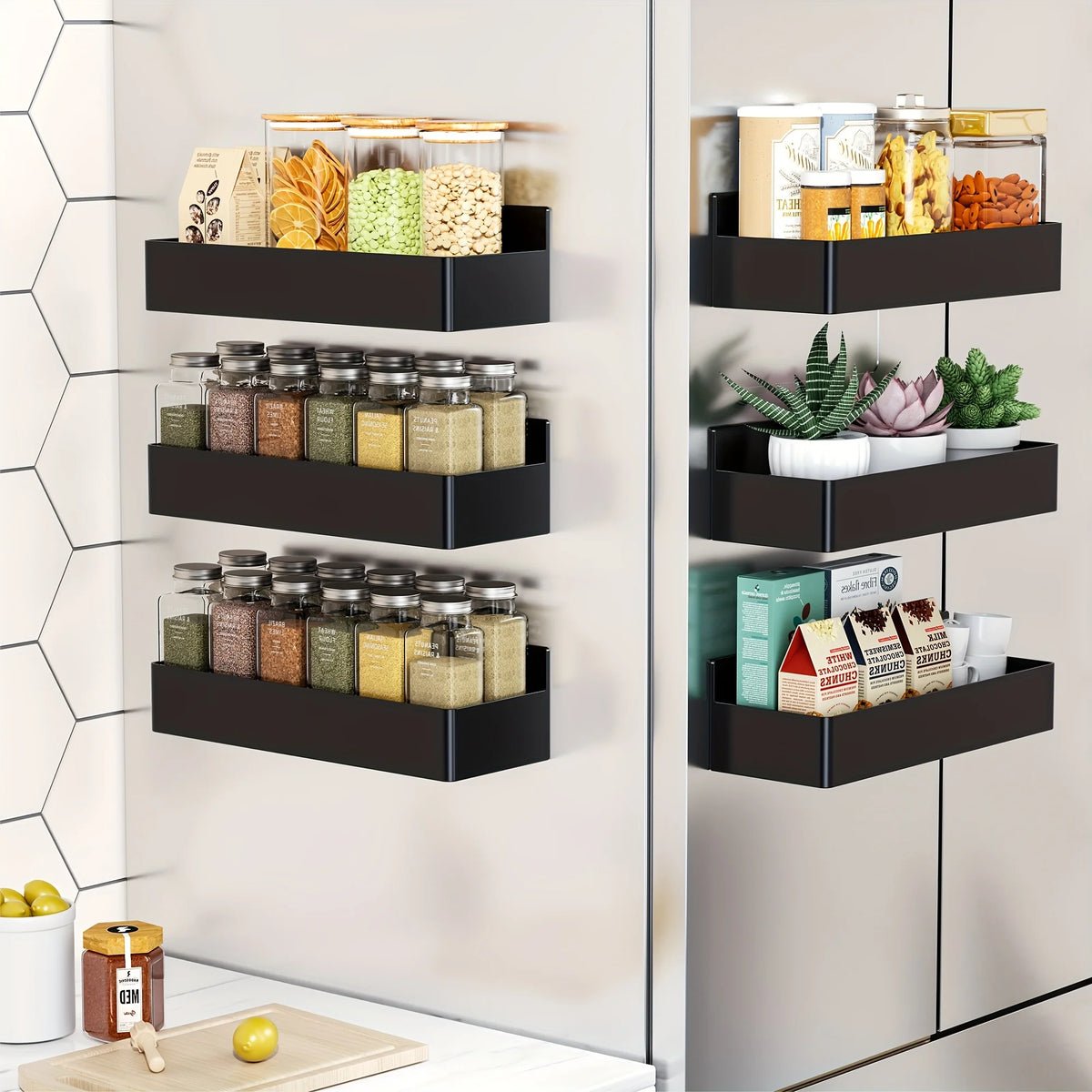6pcs Magnetic Storage Rack Refrigerator/Washing Machine No-Drill