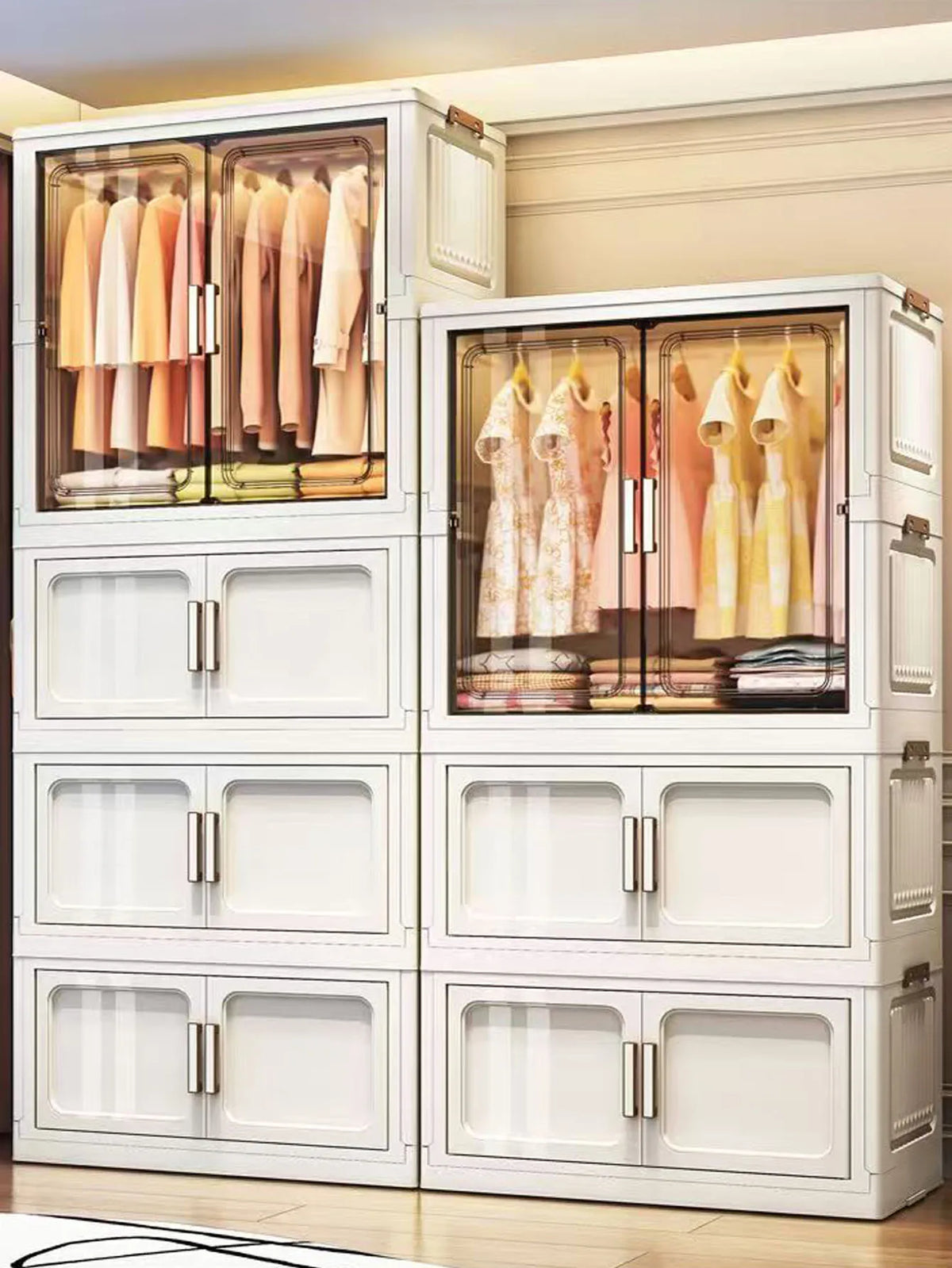 Multi-Functional Folding Storage Cabinet Doors White/Black/Gray