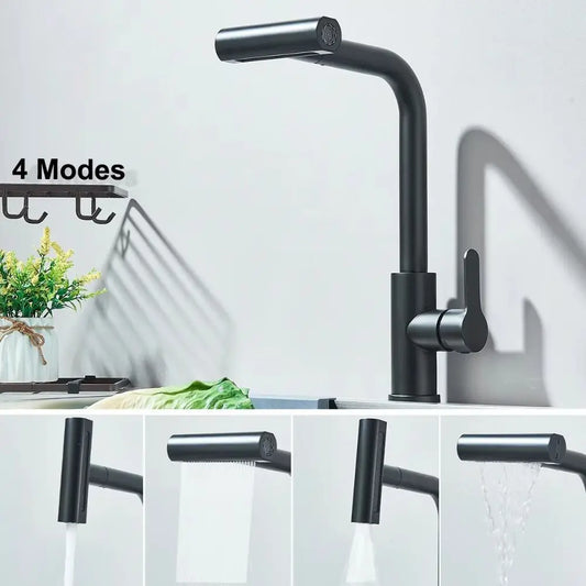 Rotation Function Stainless Steel Faucet Handle Modes Waterfall