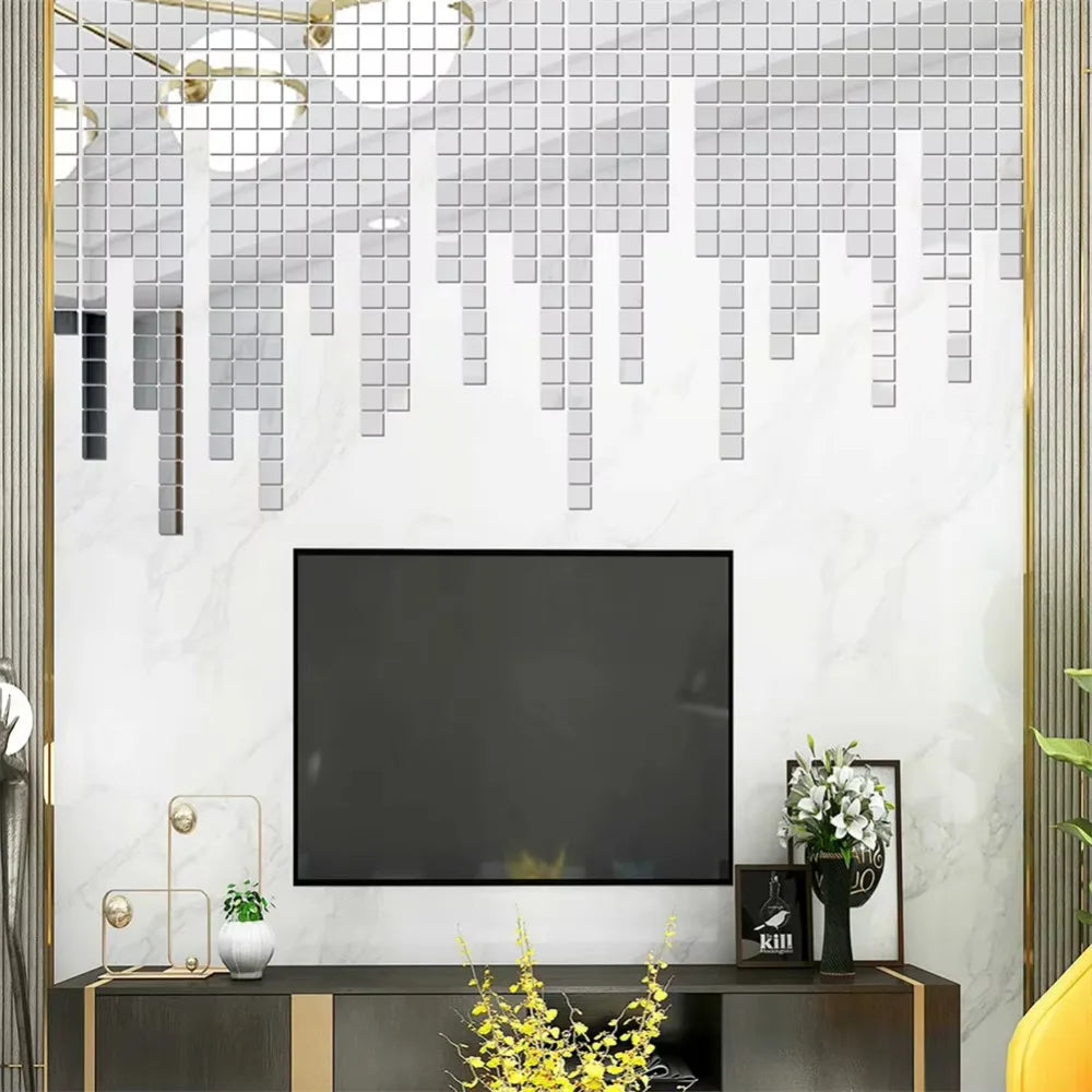 5cm/4cm Mirror Wall Sticker Acrylic Square/Heart 3d Wall