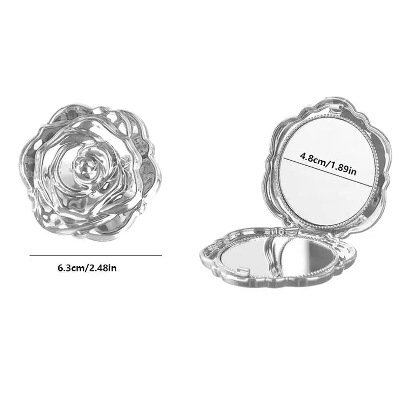 Double Sided Pocket Mirror Retro Rose Pattern Compact