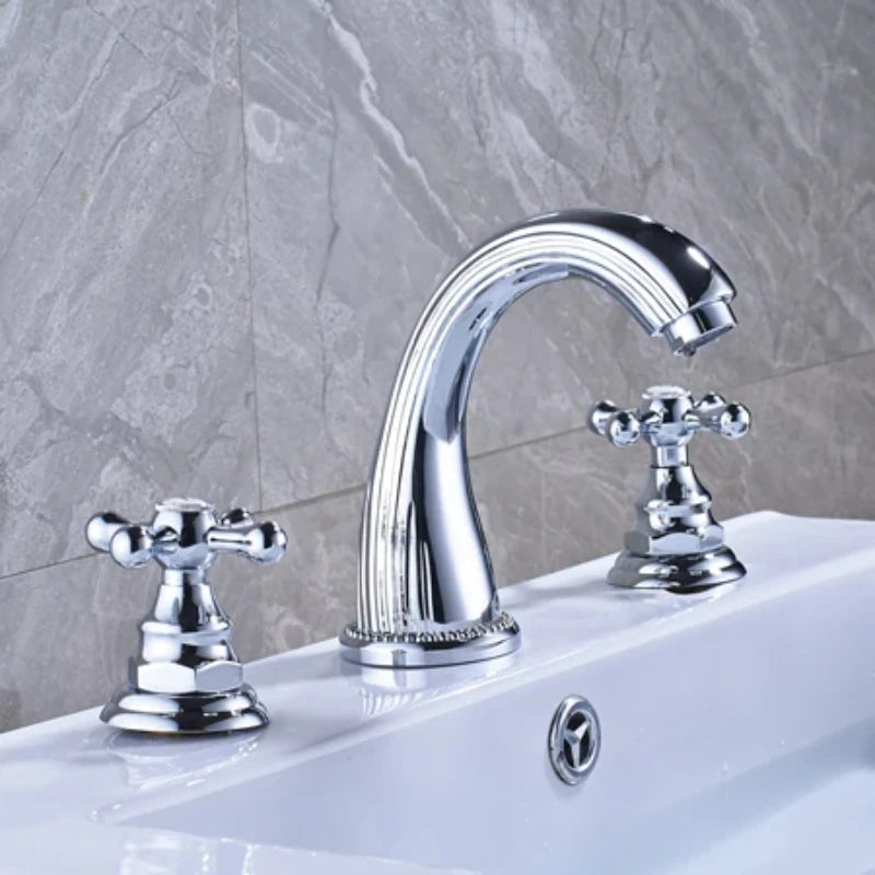 Basin Faucets 3pcs Antique Brass Classic Bathroom Sink