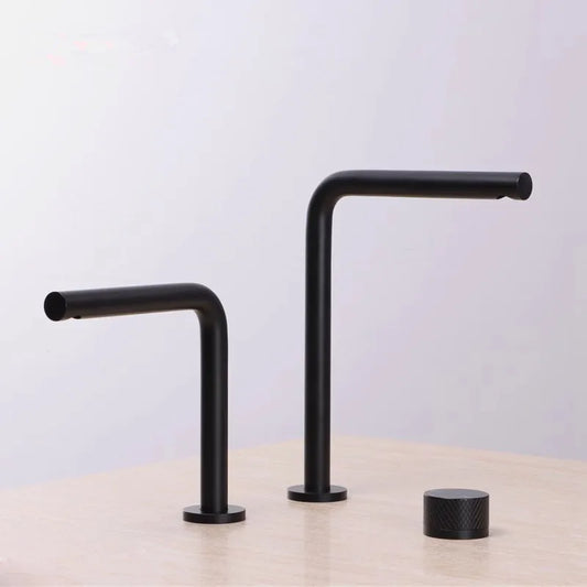 Brushed Gold Bathroom Faucet Two Holes Gun Grey