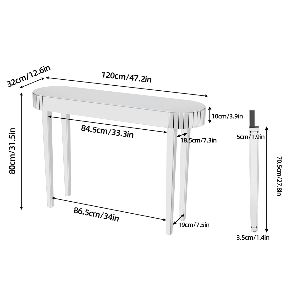 Mirrored Console Table Mirrored Makeup Vanity Table Desk