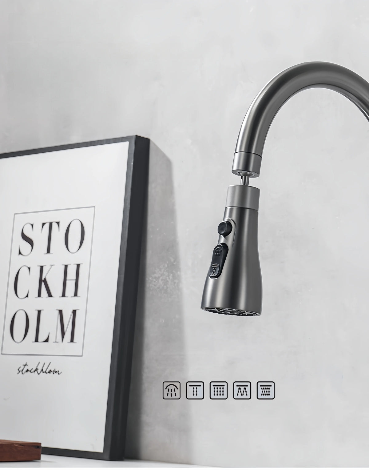 Pull-Out Three-Function Faucet Nozzle Abs Durable Water-Saving