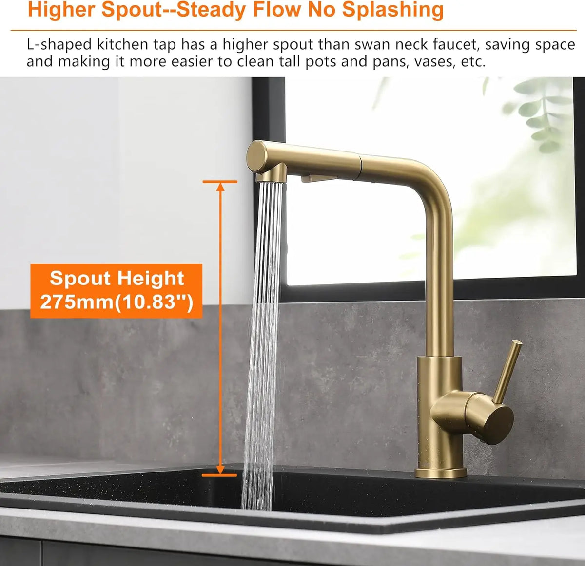 Brushed Gold Touch Sink Faucets Cold Pull Out