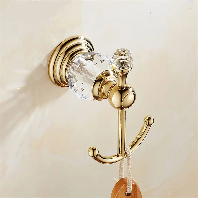 Pieces Gold Bathroom Sets Brass&Crystal Retractable Towel Bar