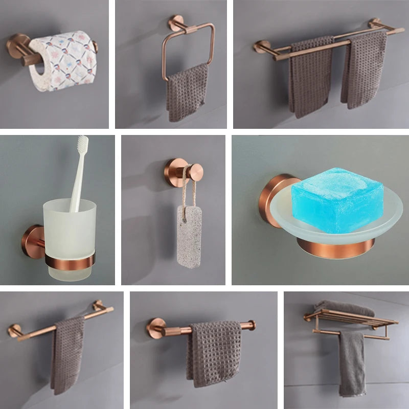 Brushed Rose Gold Toilet Brush Holder Toilet Paper