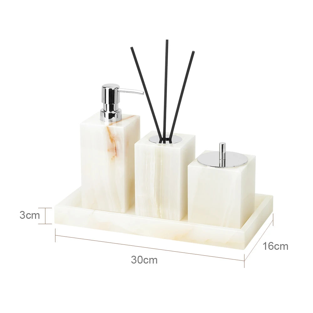 White Onyx Natural Marble Bathroom Luxury Soap Dispenser