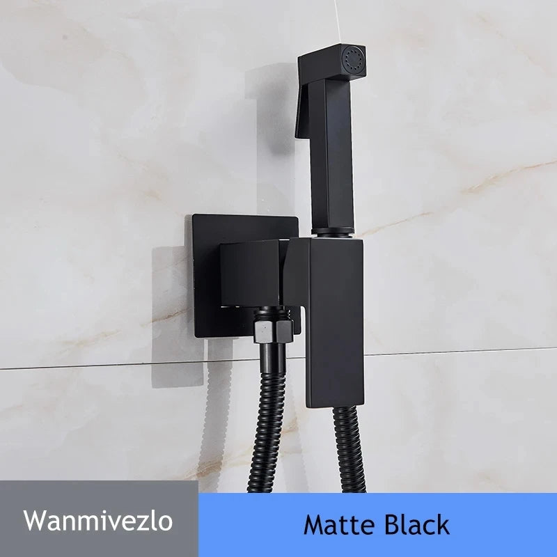 Black/Chrome Toilet Shower Mixer Faucet Cold Water Mixer