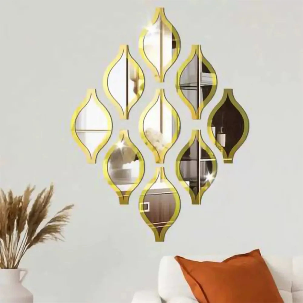 6/12pcs Gold Teardrop Wall Mirror Combinationartisticdecorative