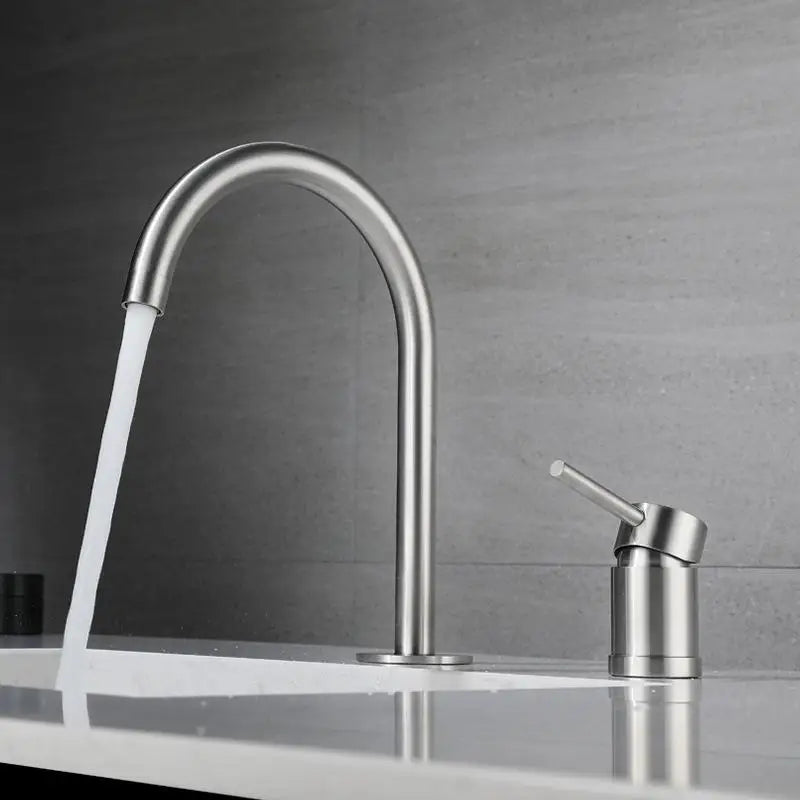 Stainless Steel Bathroom Basin Faucet Deck Mount 360