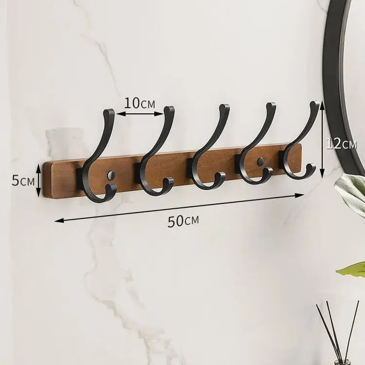 Walnut Wood Black Bathroom Hardware Bathroom Towel Rack