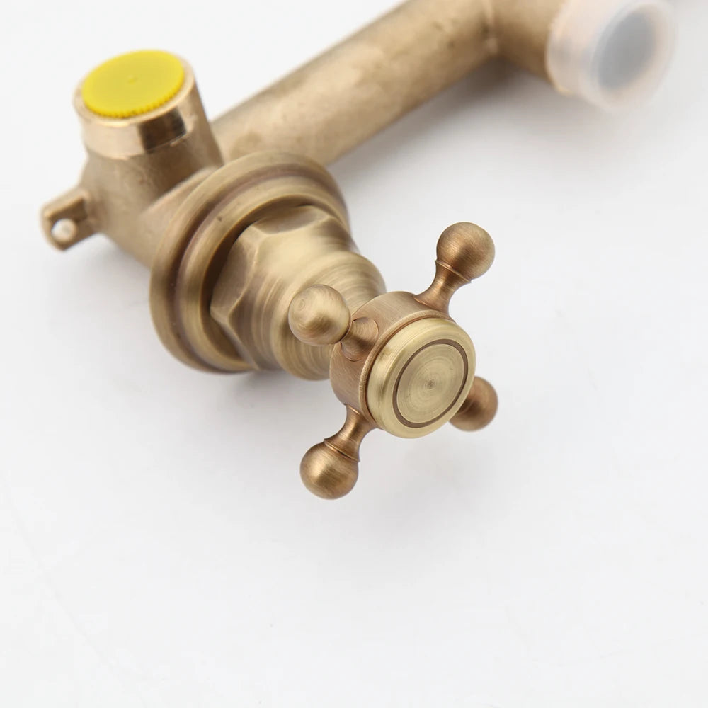 Kemaidi Bathroom Faucet Antique Brass Wall Mounted Bathroom