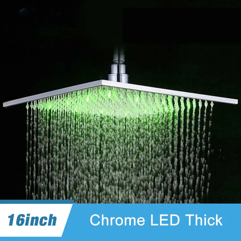 Luxury Brushed Nickel/Chrome/Black Led 16inch Rainfall Shower