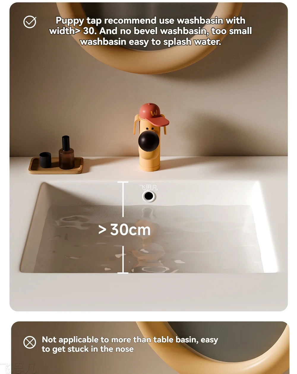 Creative Cute Hat Puppy Faucet Copper 35mm Hole
