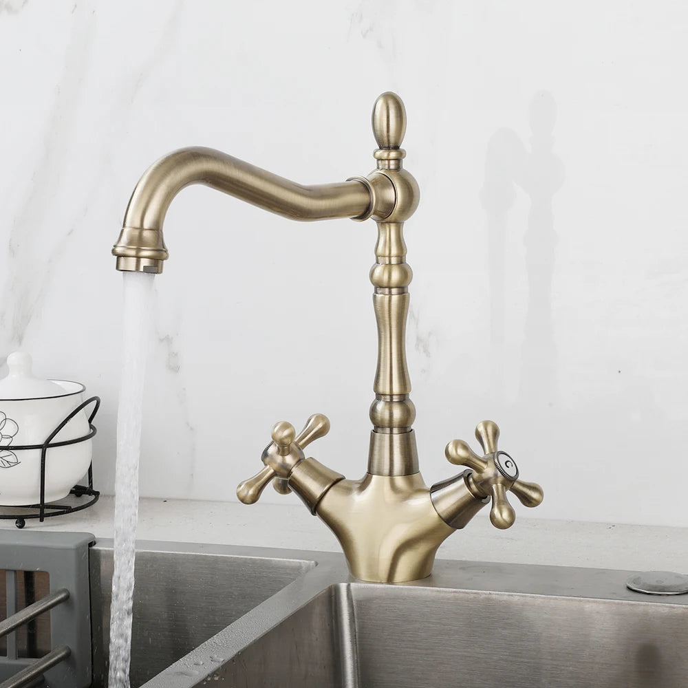 Kemaidi Golden Bathroom Basin Sink Faucet 360 Swivel